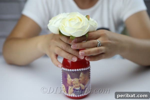 Create Stunning Photo Vases with Your Memories 13 Put flowers in your vase.