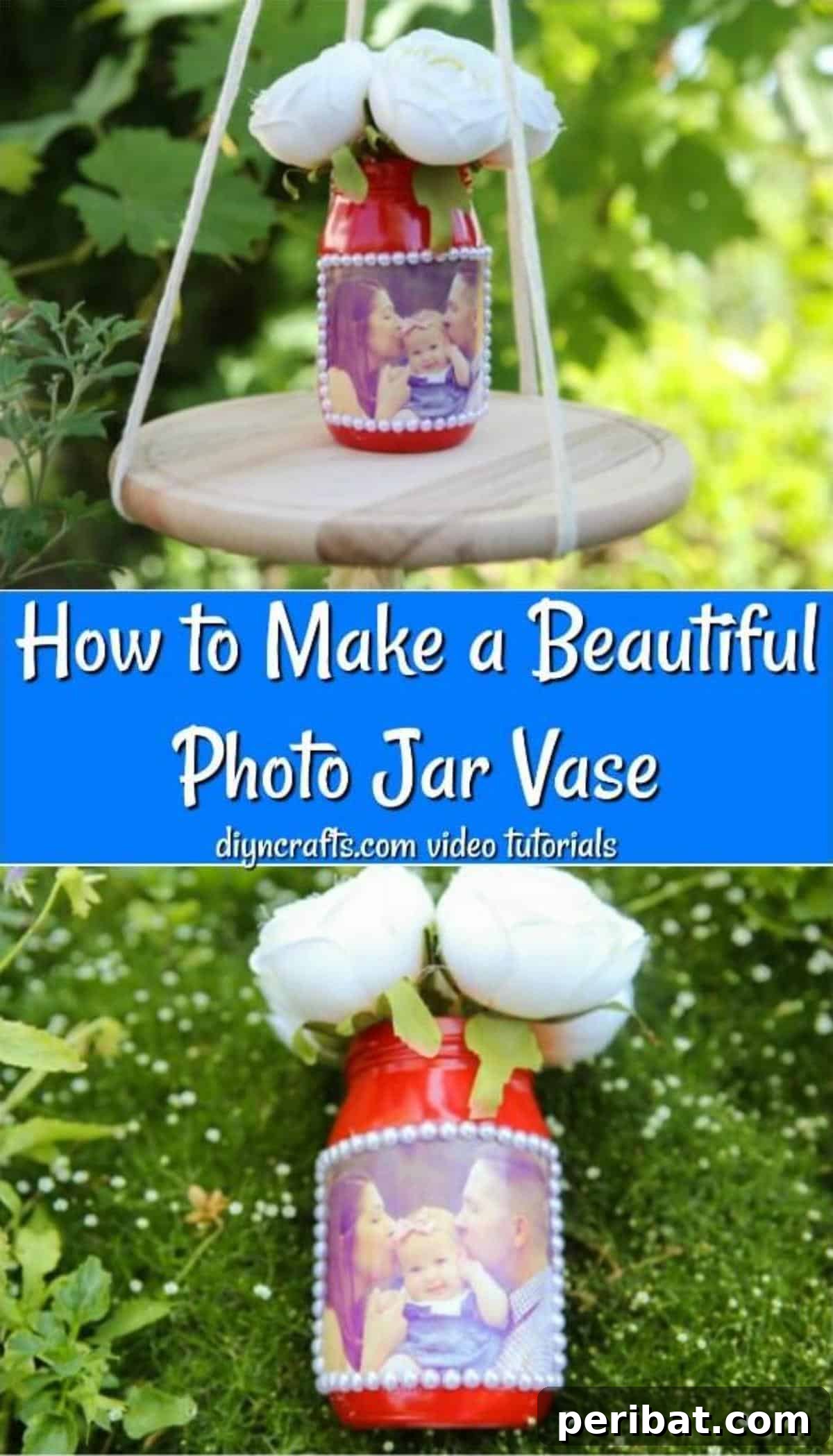 Create Stunning Photo Vases with Your Memories 18 Pinterest photo collage for the jar vase project.