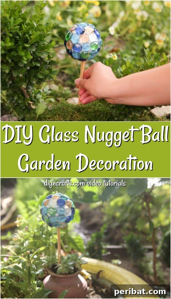 Pinterest pin showing the DIY gazing ball project.