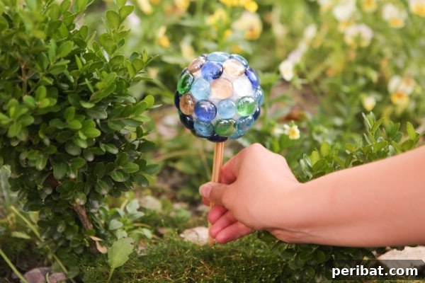 DIY Glass Nugget Gazing Ball Garden Decoration