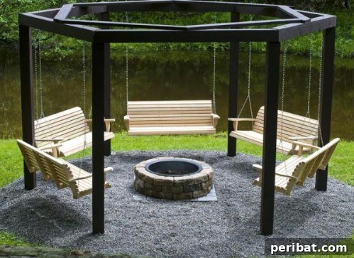 70 Genius Summer Backyard DIYs to Elevate Your Outdoor Space 63 Build Swings Around Your Fire Pit