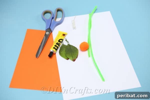 Craft Charming Pumpkin Gift Boxes 6 Supplies needed for making a DIY gift box, including a medium bowl for tracing