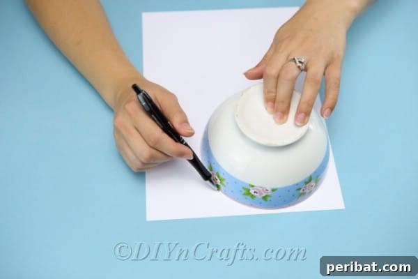 Craft Charming Pumpkin Gift Boxes 7 Tracing a circle on cardstock using a bowl to create the base for a DIY gift box