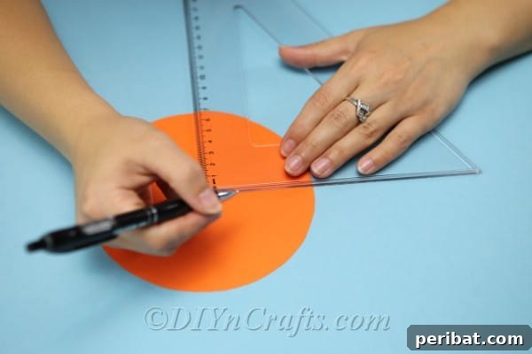 Craft Charming Pumpkin Gift Boxes 9 Adding pencil lines to the cardstock circles to indicate folds for the DIY gift box