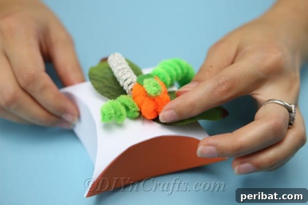 Craft Charming Pumpkin Gift Boxes 16 Finishing the pumpkin DIY gift box with final decorations on top