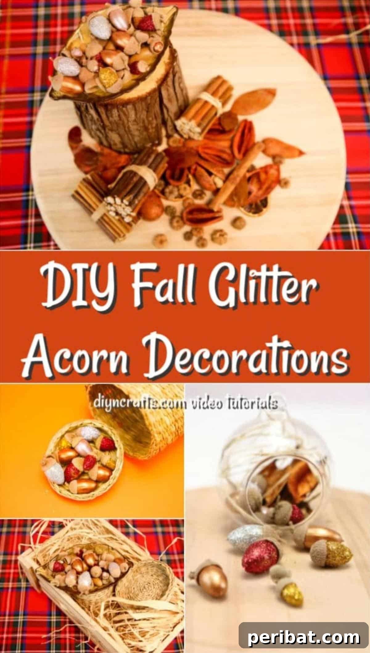 Sparkling Acorn Creations for Autumn Displays 2 Harvest decor made out of glitter painted acorns, beautifully arranged to catch the light.