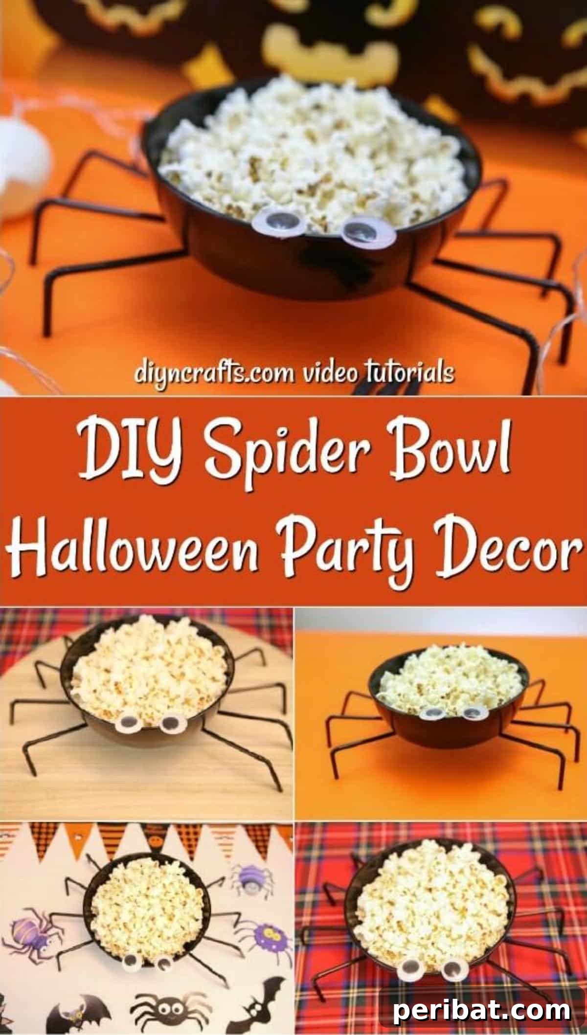 Halloween Spider Web Treat Bowl DIY 2 How to make a Halloween spider bowl for serving popcorn at your party