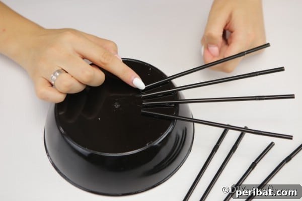 Halloween Spider Web Treat Bowl DIY 13 Attaching legs to spider bowl halloween decoration