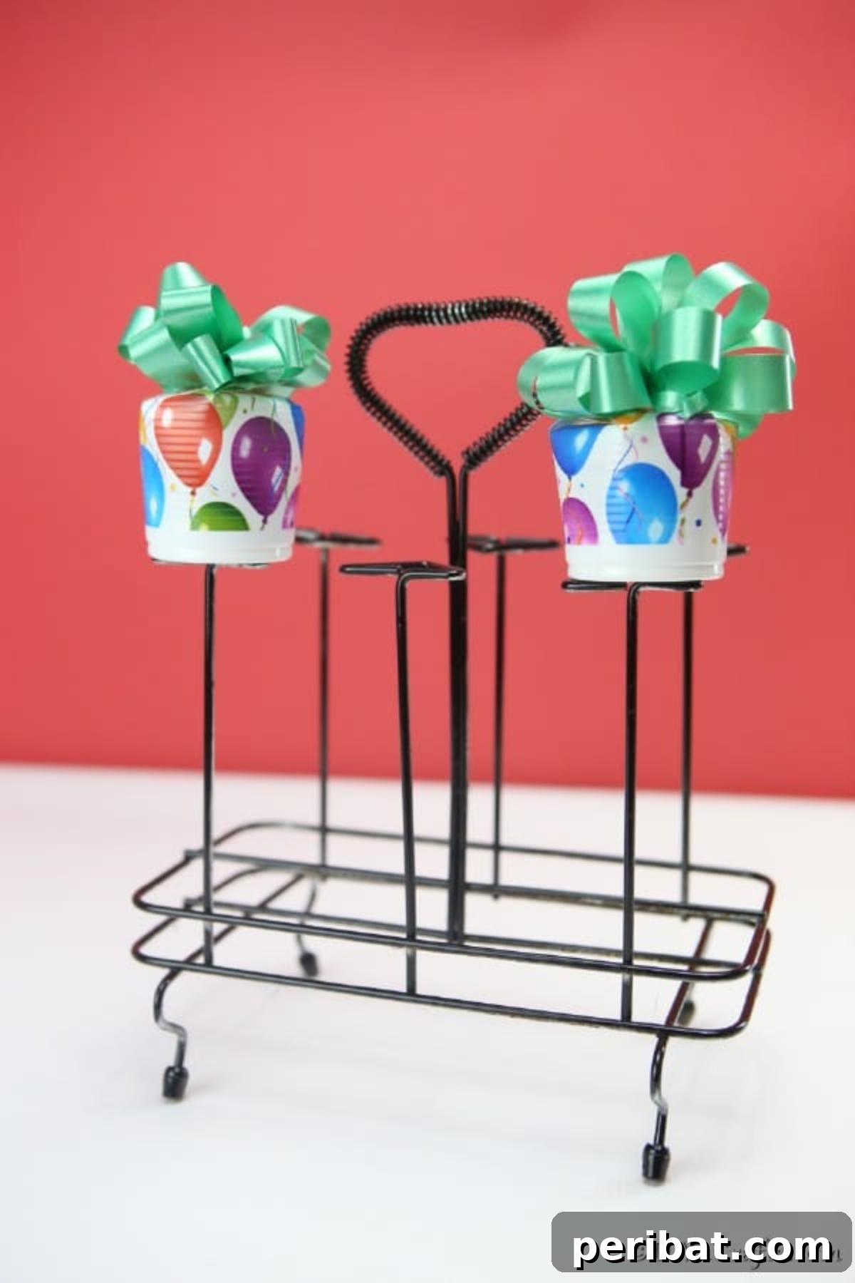Completed cookie boxes sitting on wire frame