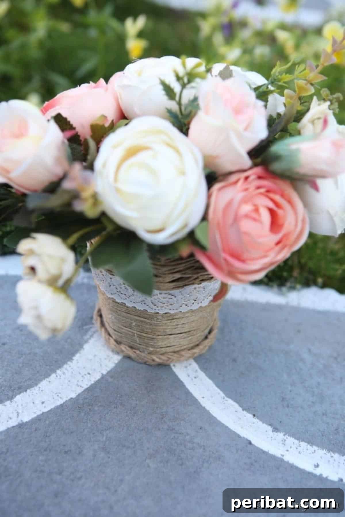 Craft a Charming Rustic Basket 10 Finished woven basket sitting on a concrete driveway