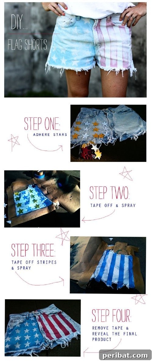 40 Smart & Easy DIY Shorts for Summer 11 DIY American Flag shorts for patriotic summer celebrations