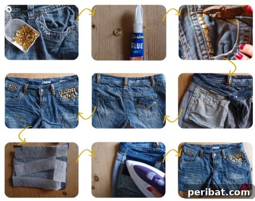 40 Smart & Easy DIY Shorts for Summer 29 DIY studded denim cut-off shorts with glue for an edgy look