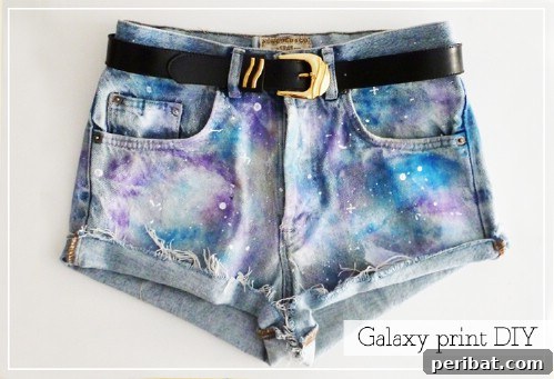 40 Smart & Easy DIY Shorts for Summer 32 DIY galaxy jeans cut-off shorts with fabric paint and sponge for a cosmic look