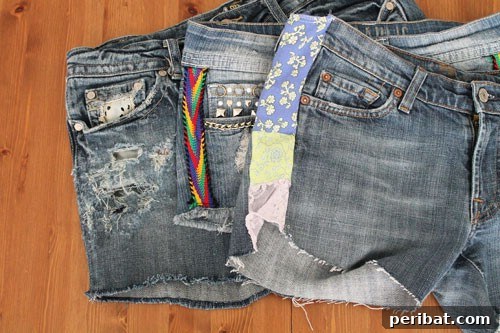 40 Smart & Easy DIY Shorts for Summer 35 DIY distressed denim cut-off shorts enhanced with stylish fabric side panels