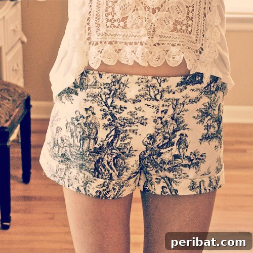 40 Smart & Easy DIY Shorts for Summer 36 DIY Victorian print tailored shorts with side zipper and cuffed legs