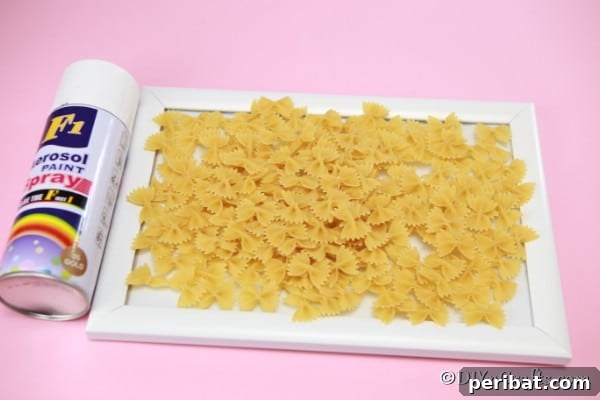 Supplies for making painted pasta frame craft