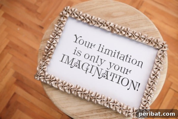 Simple Gold Painted Macaroni Art Picture Frame