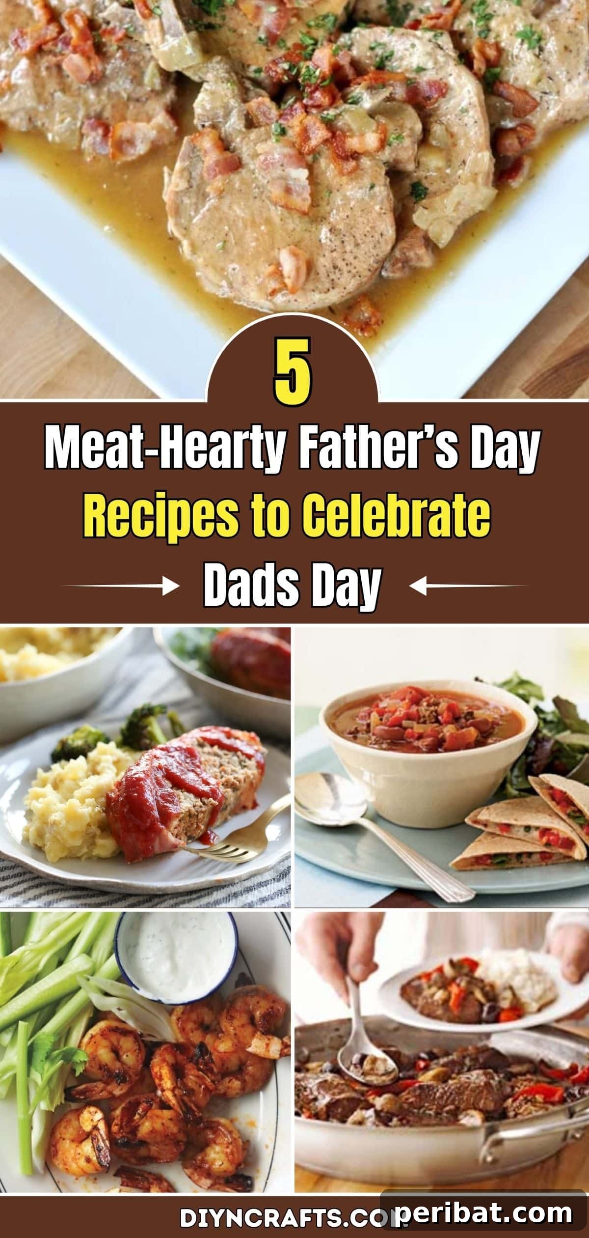 5 Meat-Hearty Father's Day Feasts Dad Will Love 2 5 Meat-Hearty Father’s Day Recipes to Celebrate Dads Day pinterest image