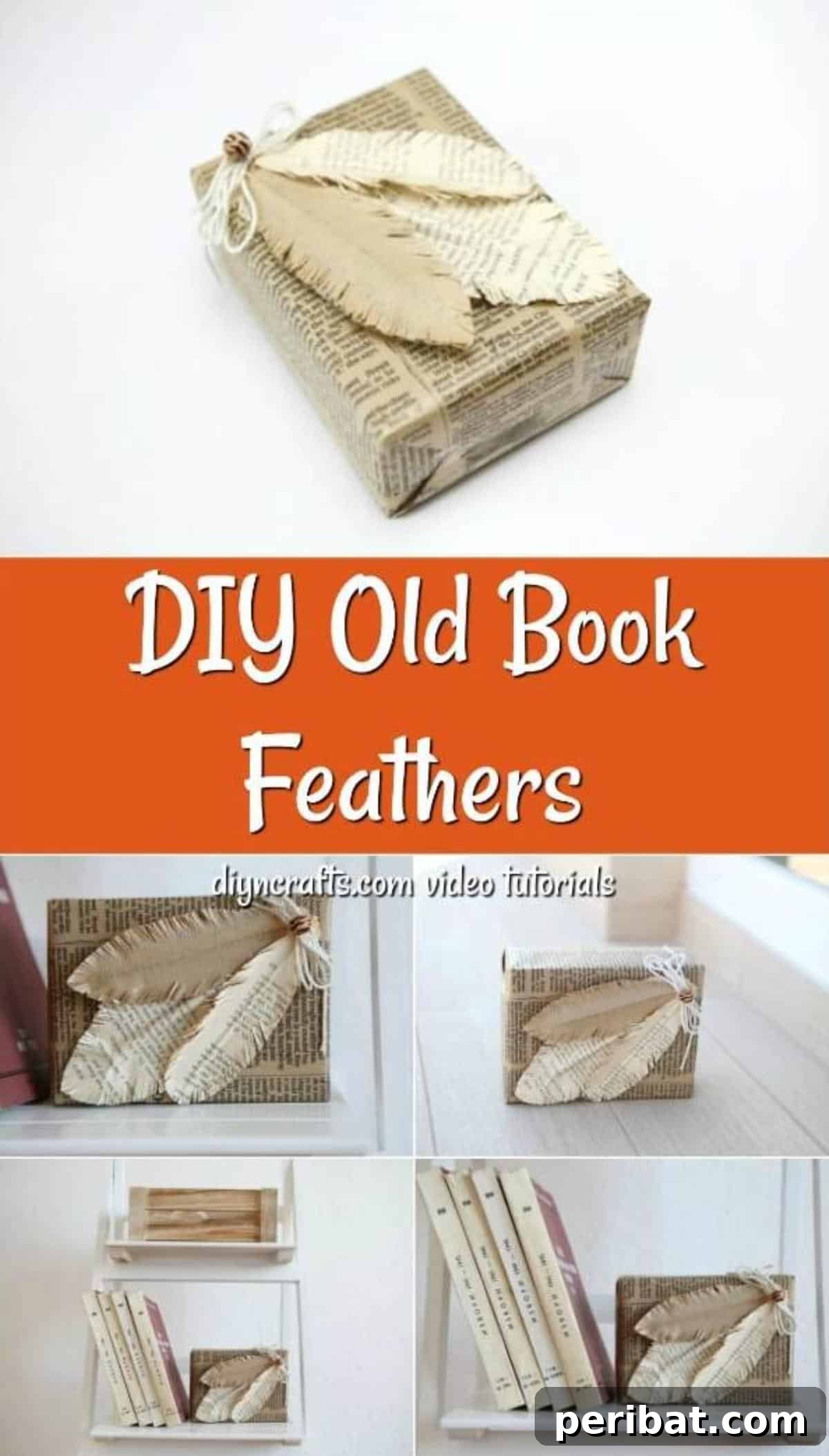 Delicate decorative feathers crafted from old book pages, ready for various uses.