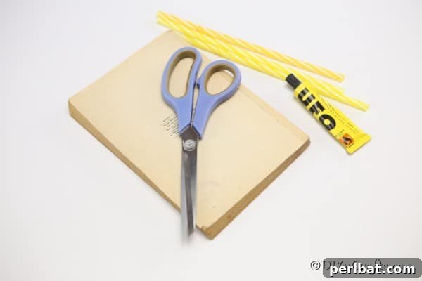 Supplies needed for making feathers from old book pages