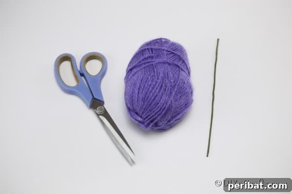 Supplies needed for yarn pom pom flowers craft