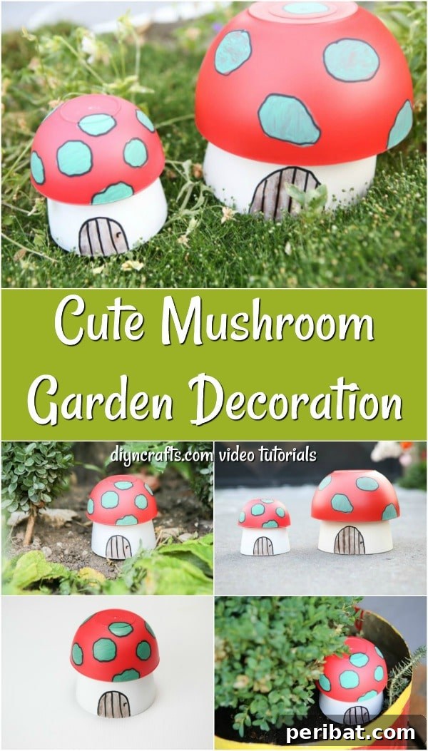 A charming close-up of a finished mushroom planter, perfect for Pinterest sharing