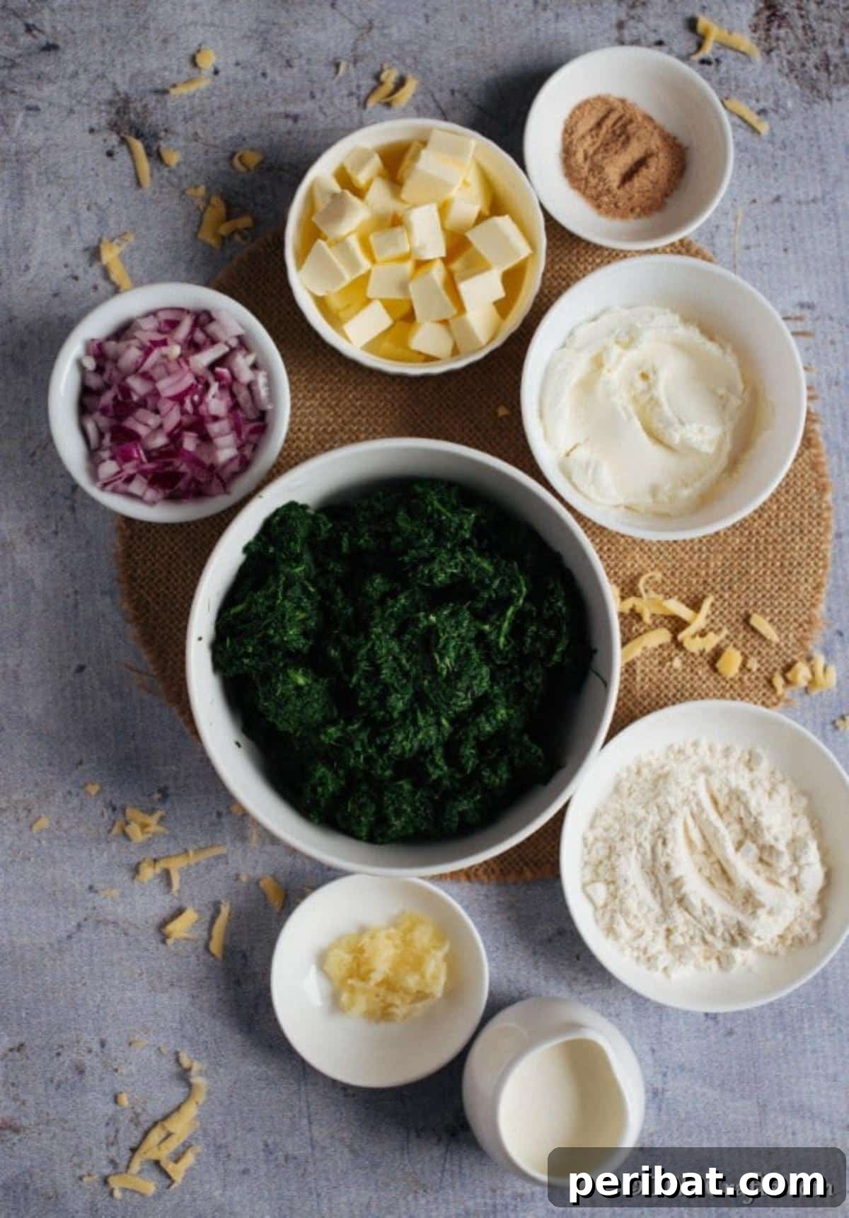 Ingredients for hot spinach dip