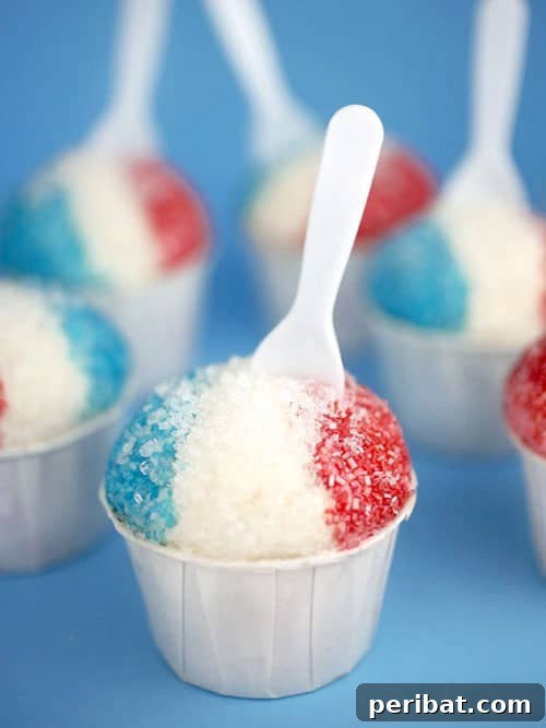 Savoring Freedom Delectable Fourth of July Desserts 34 Red, White and Blue Snow Cones
