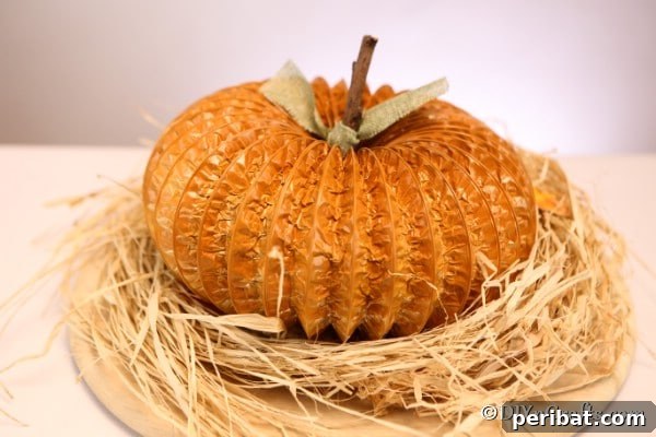 Easy DIY Dryer Vent Pumpkins Video Tutorial Included 17 A completed dryer vent pipe pumpkin decor idea