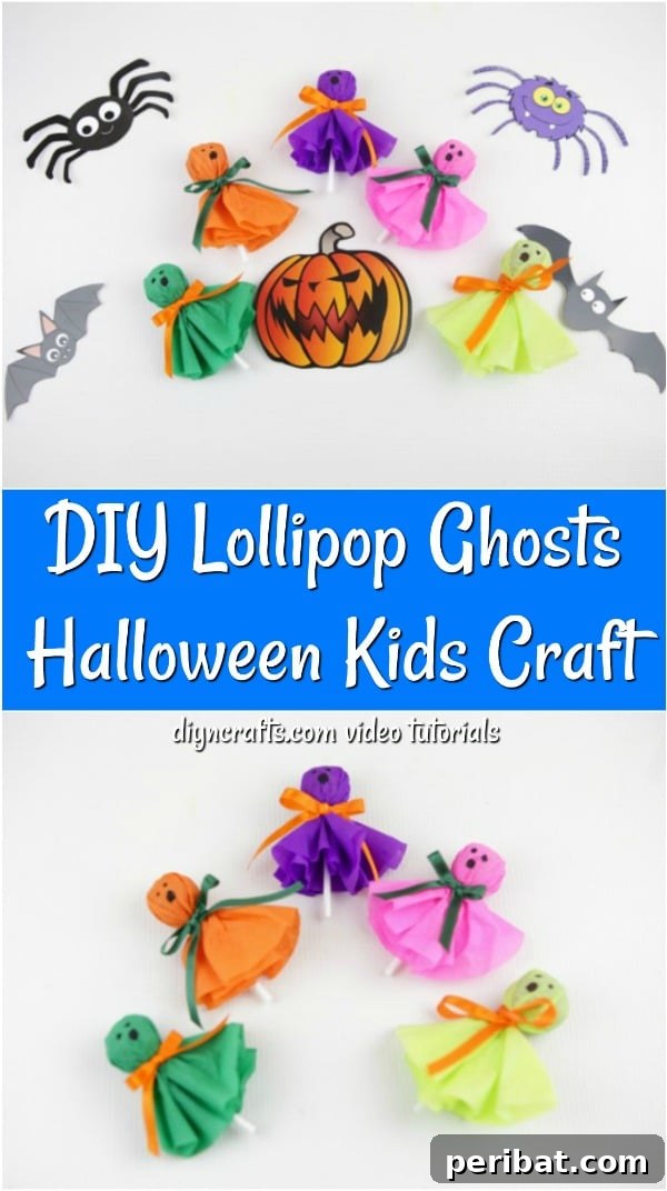 A charming ghost lollipop with a festive Halloween theme