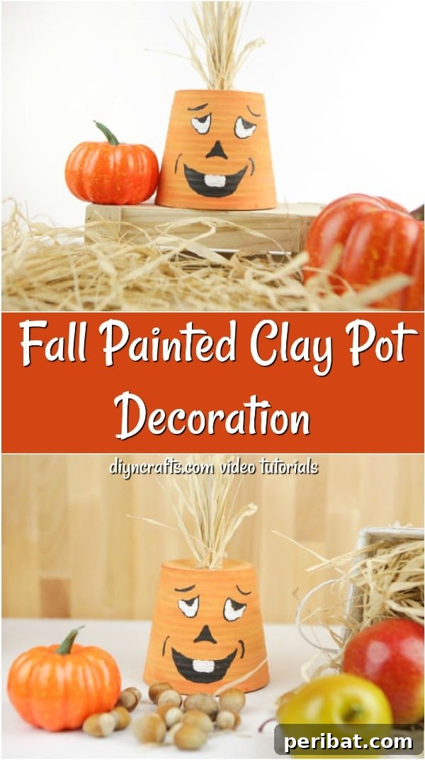 Silly Face Pumpkin Planter Craft on a fall background