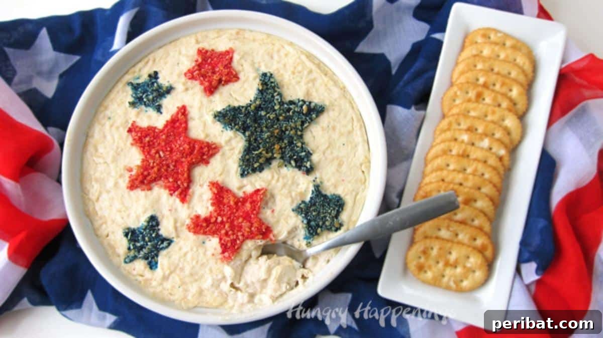 30 Must-Have Sides for Your July 4th Celebration 20 Decorated Dip with Red and Blue Cracker Crumb Stars
