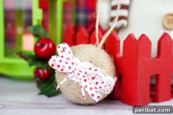 Up close picture of a rustic christmas ornament
