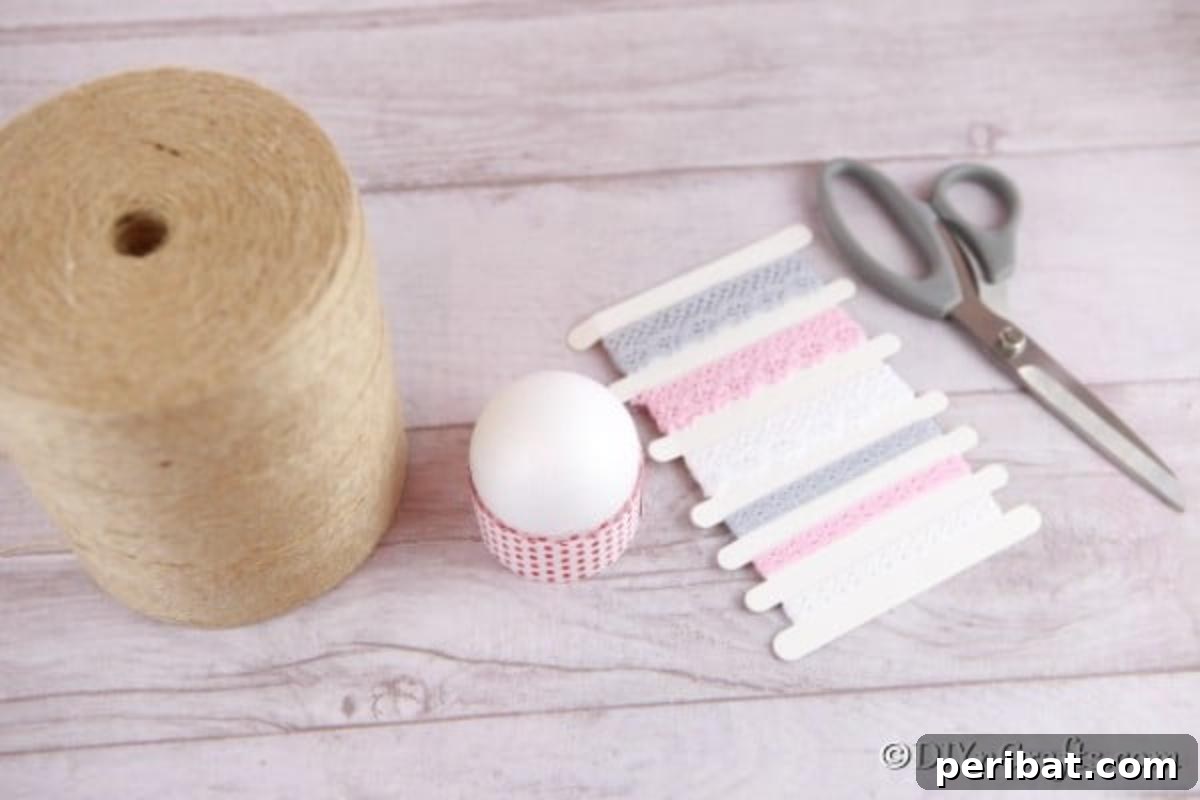 Supplies needed to make ribbon and lace ornament