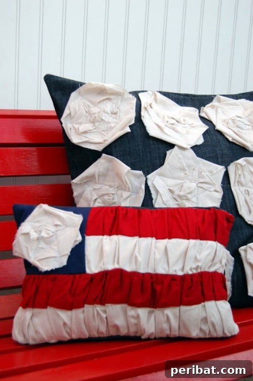 Festive Red, White, and Blue Crafts for an Unforgettable Fourth of July 23 Ruched Flag Pillow