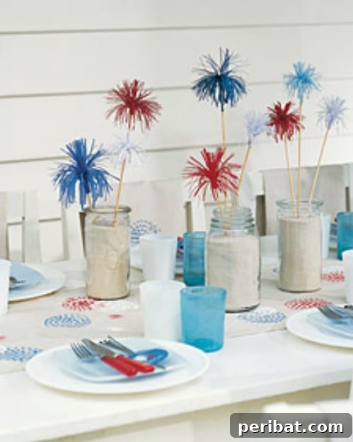 Festive Red, White, and Blue Crafts for an Unforgettable Fourth of July 27 Table Fireworks