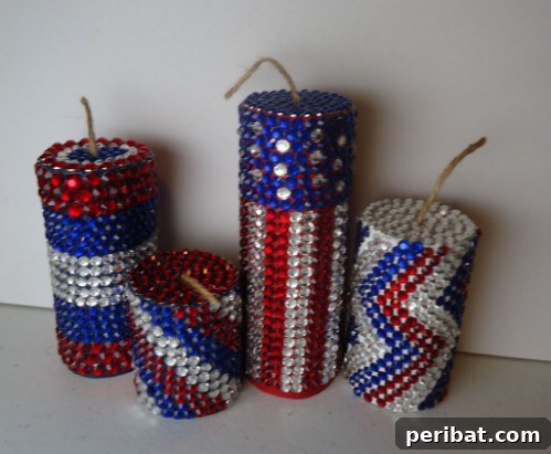 Festive Red, White, and Blue Crafts for an Unforgettable Fourth of July 36 Jeweled Firecrackers