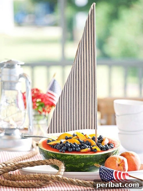 Festive Red, White, and Blue Crafts for an Unforgettable Fourth of July 5 Fruit Salad Sailboat