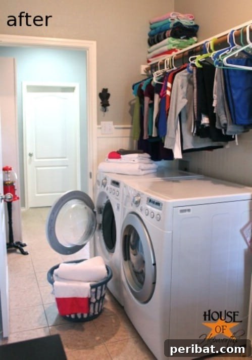 Unlock Your Laundry Room's Potential: 30 Ingenious Storage & Organization Ideas 22 Functional Storage Shelf and Clothing Rod