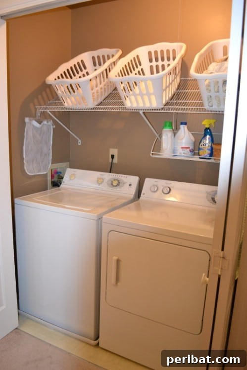 Unlock Your Laundry Room's Potential: 30 Ingenious Storage & Organization Ideas 28 Tilted Basket Shelving
