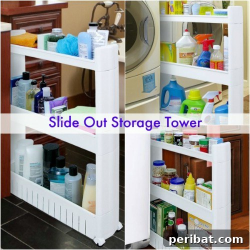 Unlock Your Laundry Room's Potential: 30 Ingenious Storage & Organization Ideas 7 Slide Out Storage Tower