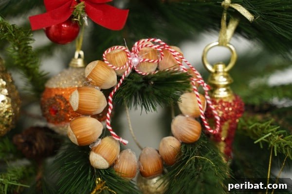 DIY Rustic Hazelnut Christmas Ornaments