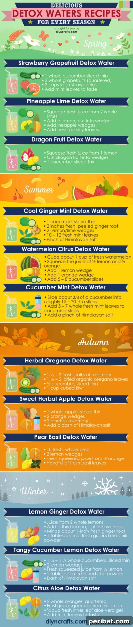 20 Flavorful Detox Waters to Purify Your Body and Melt Fat 2 12 Seasonal Detox Water Recipes by DIYnCrafts