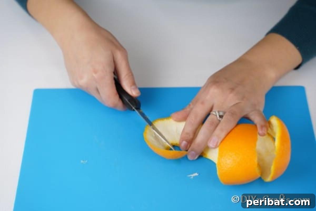 Rustic Chic Orange Peel Star Winter Garland 8 Peeling oranges to cut them into stars for garland
