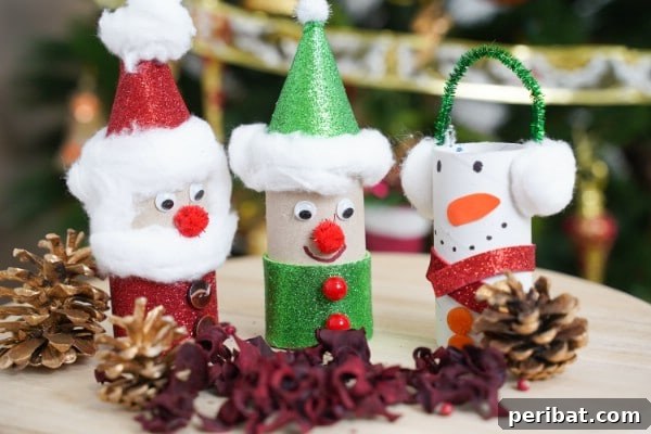 Classic Toilet Paper Roll Santa, Snowman, and Elf Kids Craft, a heartwarming holiday activity for children.
