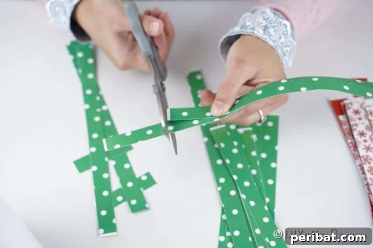 Festive Paper Strip Christmas Tree Delight 12 Cutting paper to fit for mini Christmas tree