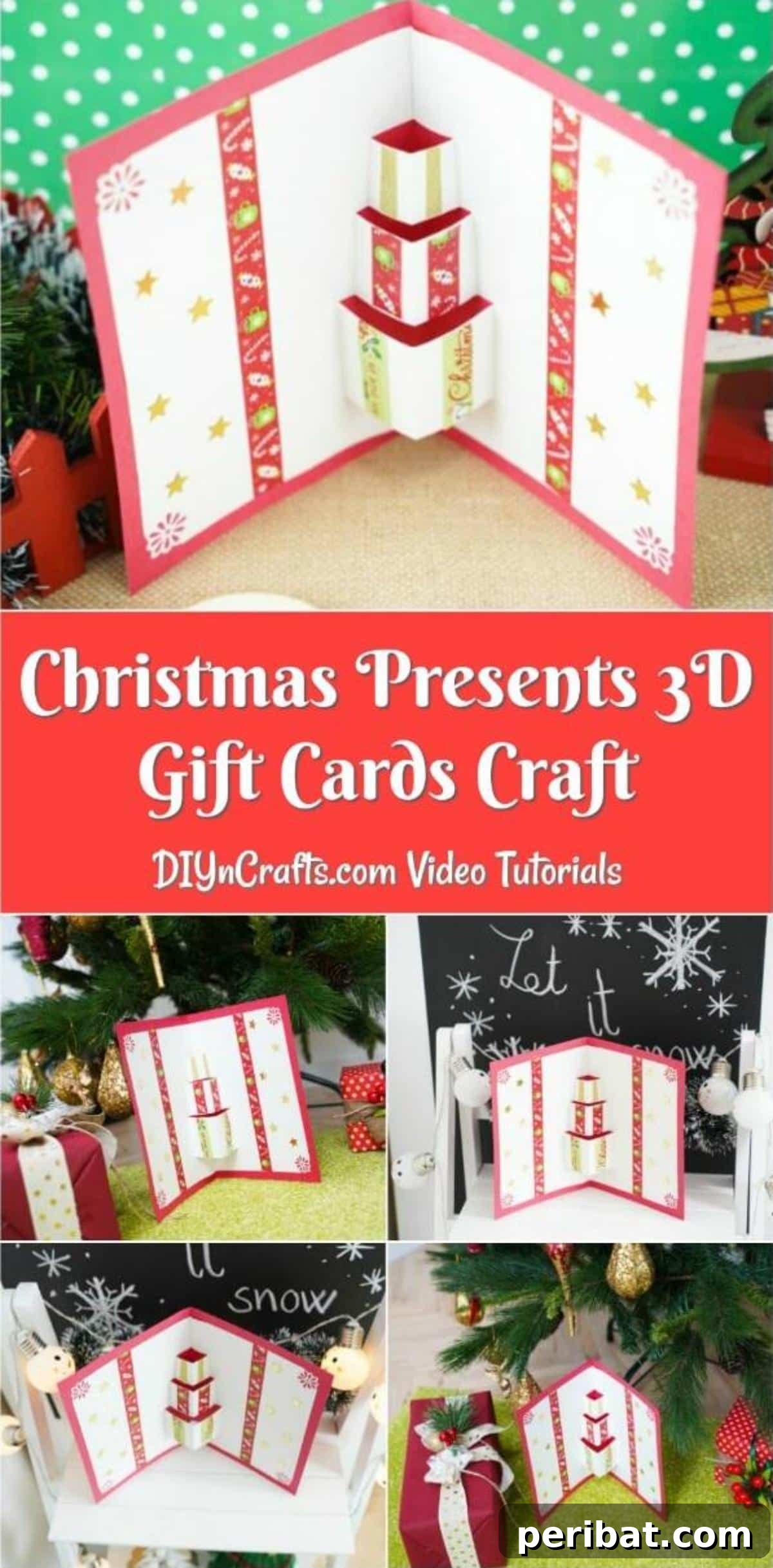 Collage image of displaying gift box 3D Christmas cards 