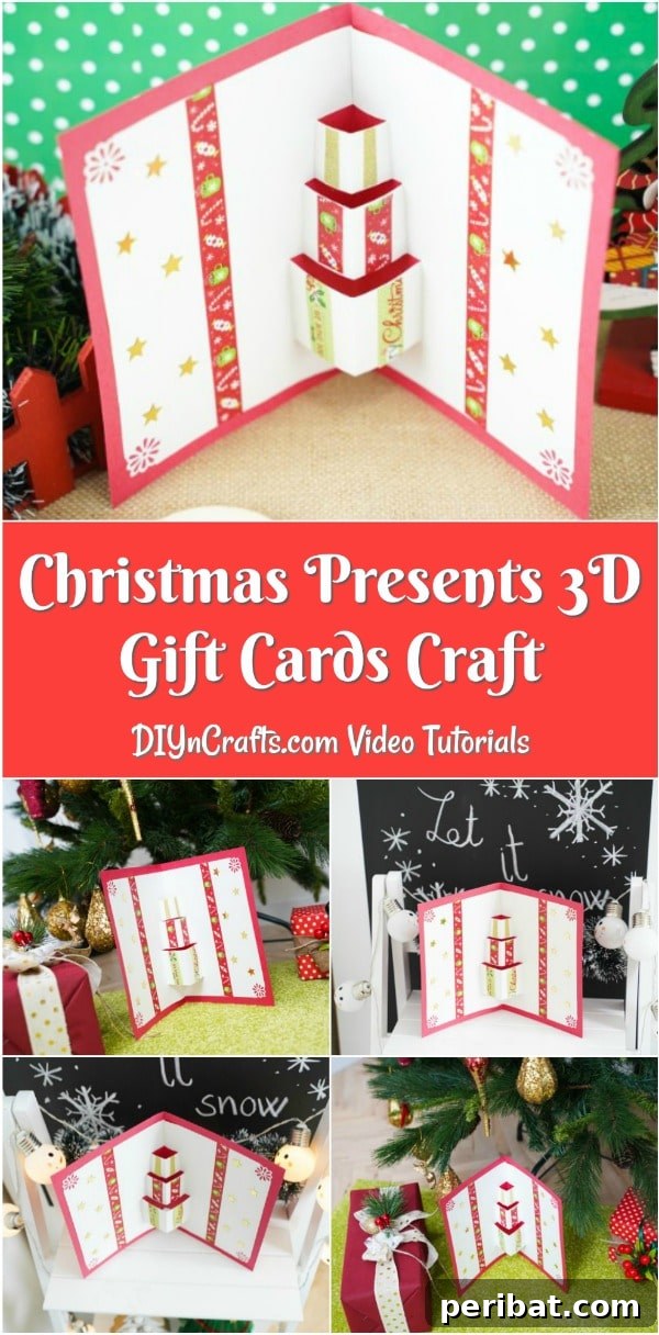 A 3D christmas card displayed in front of green background