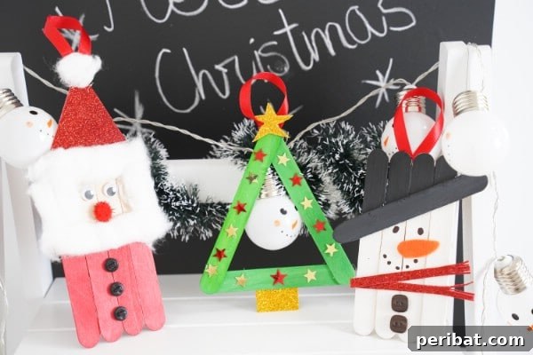 Cute DIY Craft Stick Christmas Ornaments