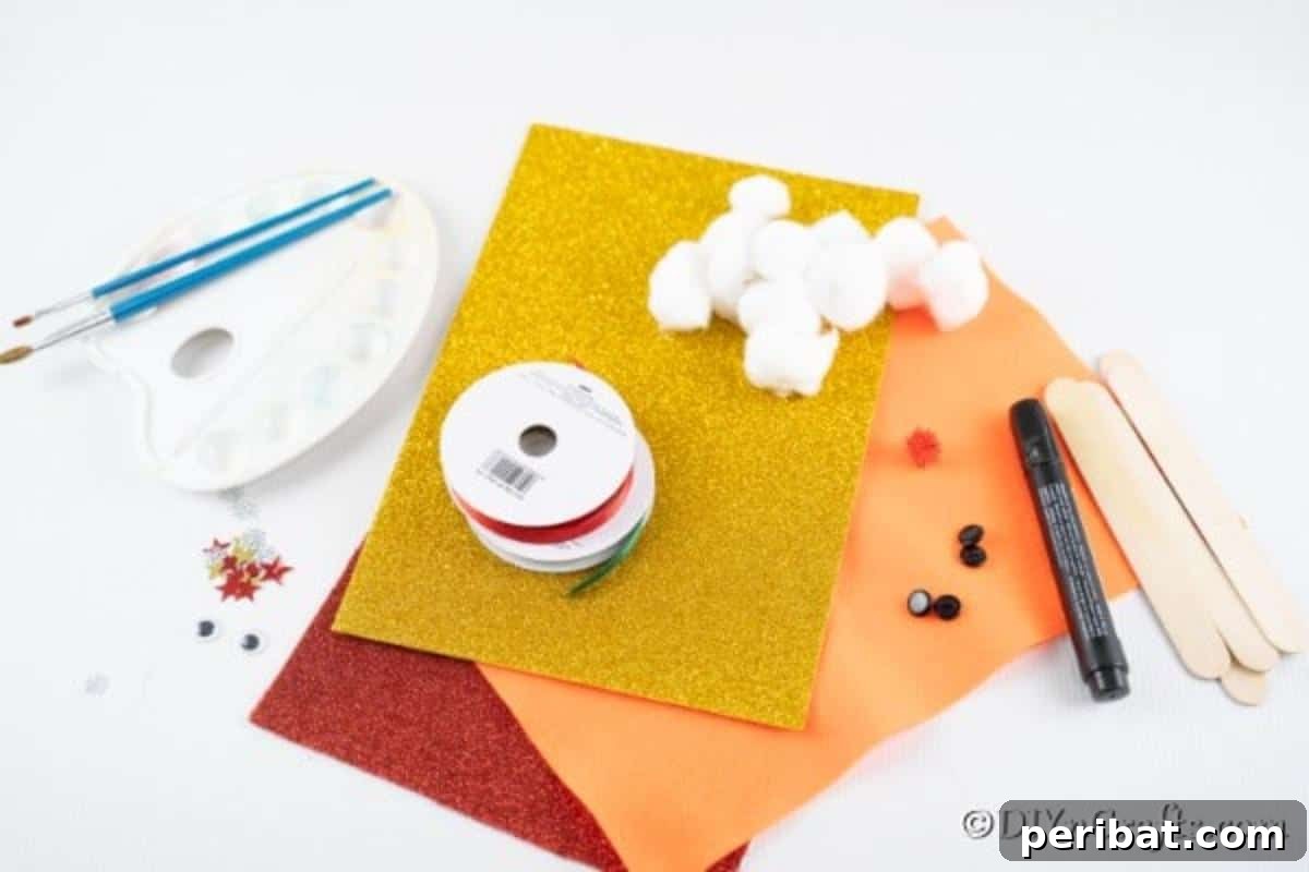 Supplies needed for making craft stick Christmas tree ornaments